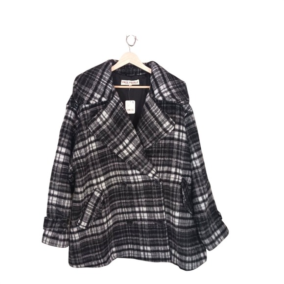 Free People Jackets & Blazers - Free People Highlands Oversized Plaid Peacoat NWT Womens Large Slouchy Coat